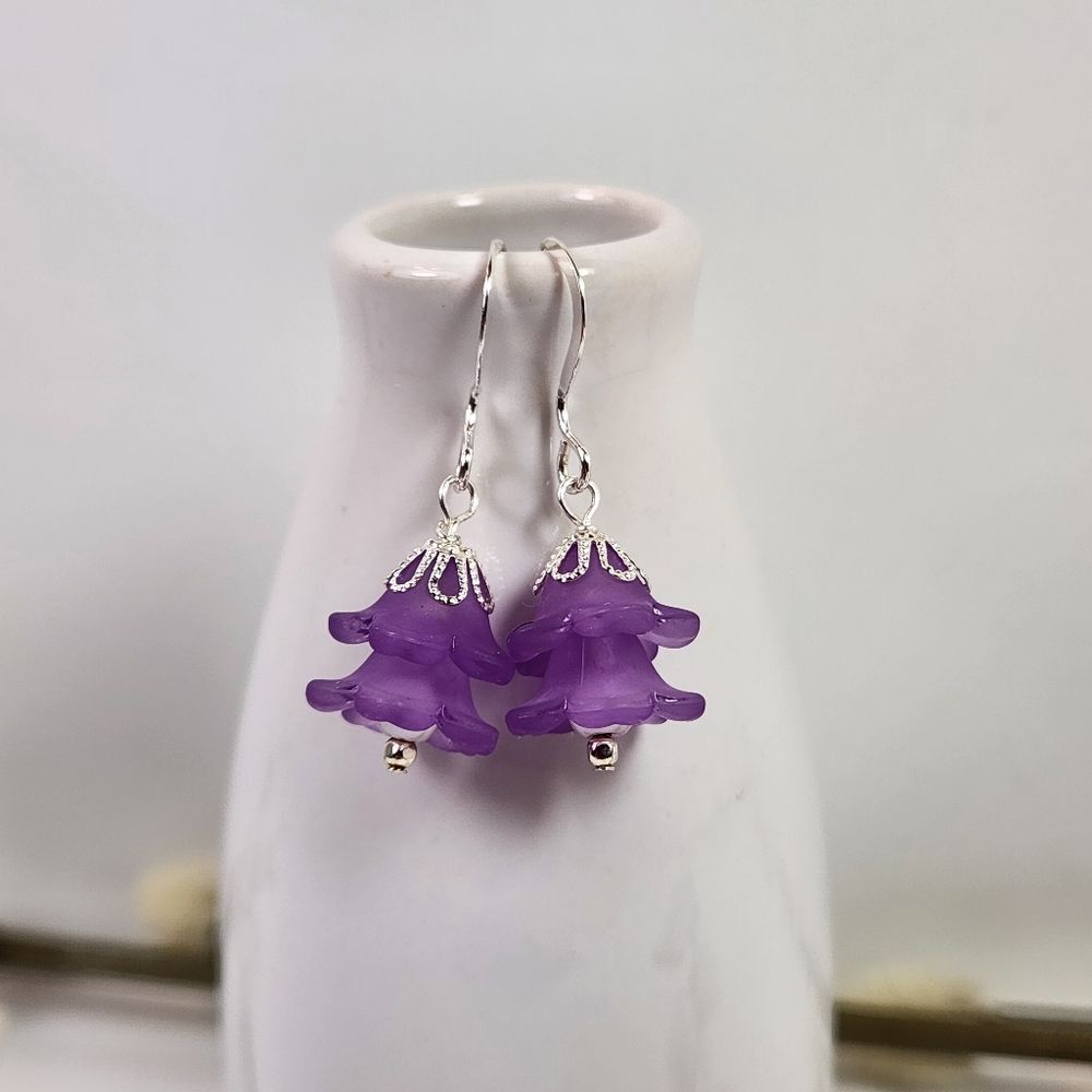 Handcrafted Fairy Flower Earrings Sterling Silver Earwires Acrylic Faux